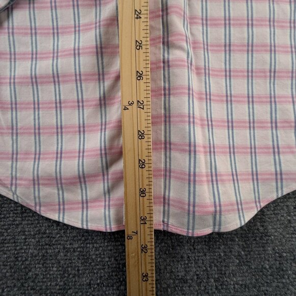 Brooks Brothers Non Iron Button Up Shirt Men Pink Blue Plaid Large Supima ** - Picture 4 of 14